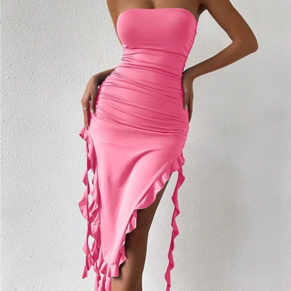 Elegant Pink Strapless Dress